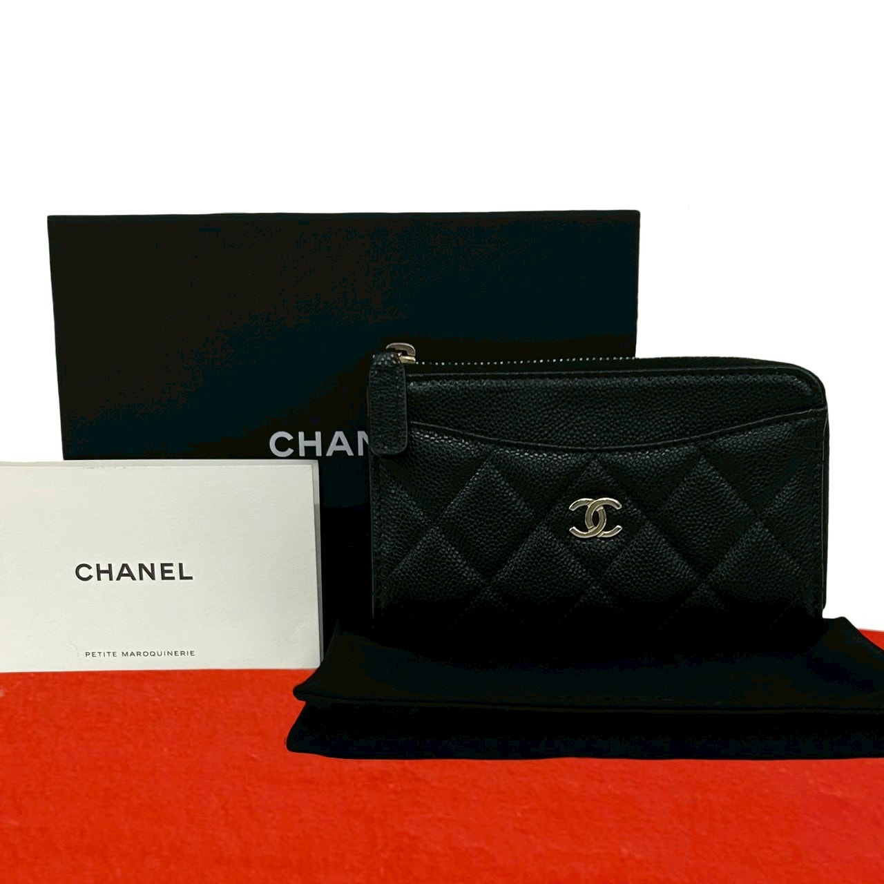 CHANEL シャネル フラグメント ケース マトラッセ ココマーク キャビアスキン コインケース ブラック
 37556