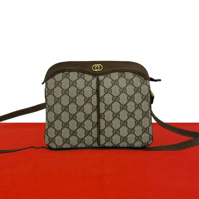 GUCCI グッチ GG 柄 レザー PVC ショルダーバッグ ブラウン
35829