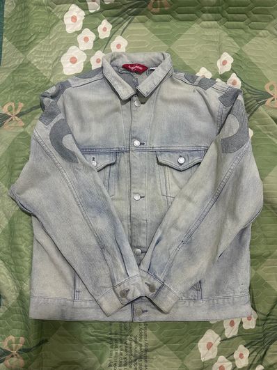 Supreme Inset Logo Denim Trucker Jacket "Dirty"
