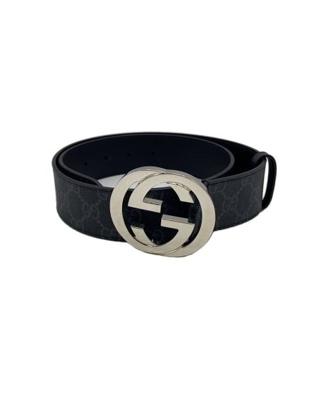 GUCCI GG Supreme Canvas Belt ”Black/Gray”