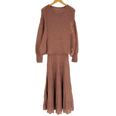 モヘヤ混 ニット&スカート セットアップ【1142385294724】