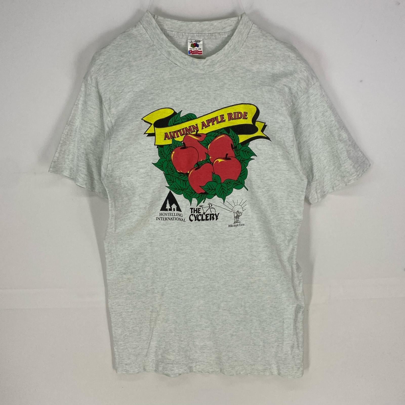 古着 90's/90年代 フルーツオブザルーム FRUIT OF THE LOOM USA製 半袖Tシャツ プリントデザイン L  グレー系 プリント メンズ