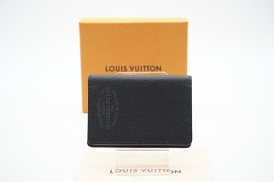 極美品 LOUIS VUITTON ルイ・ヴィトン タイガ オーガナイザー ドゥ ポッシュ M30375 カードケース ブラック グレー カウハイド メンズ