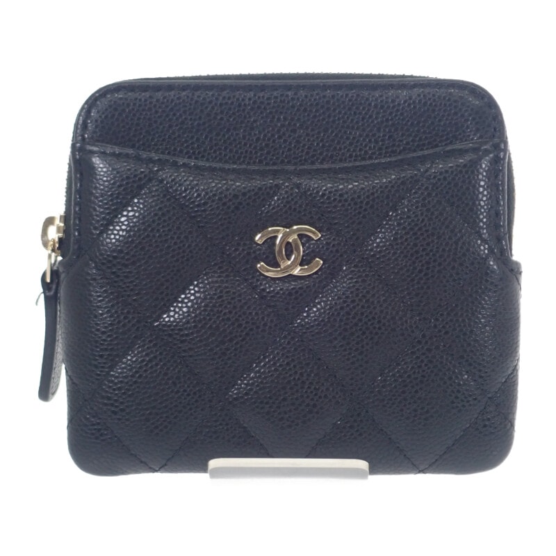 シャネル CHANEL クラシックジップコインパース AP2061 コインケース キャビアスキン ブラック ゴールド金具 レディース【中古】【Aランク】
