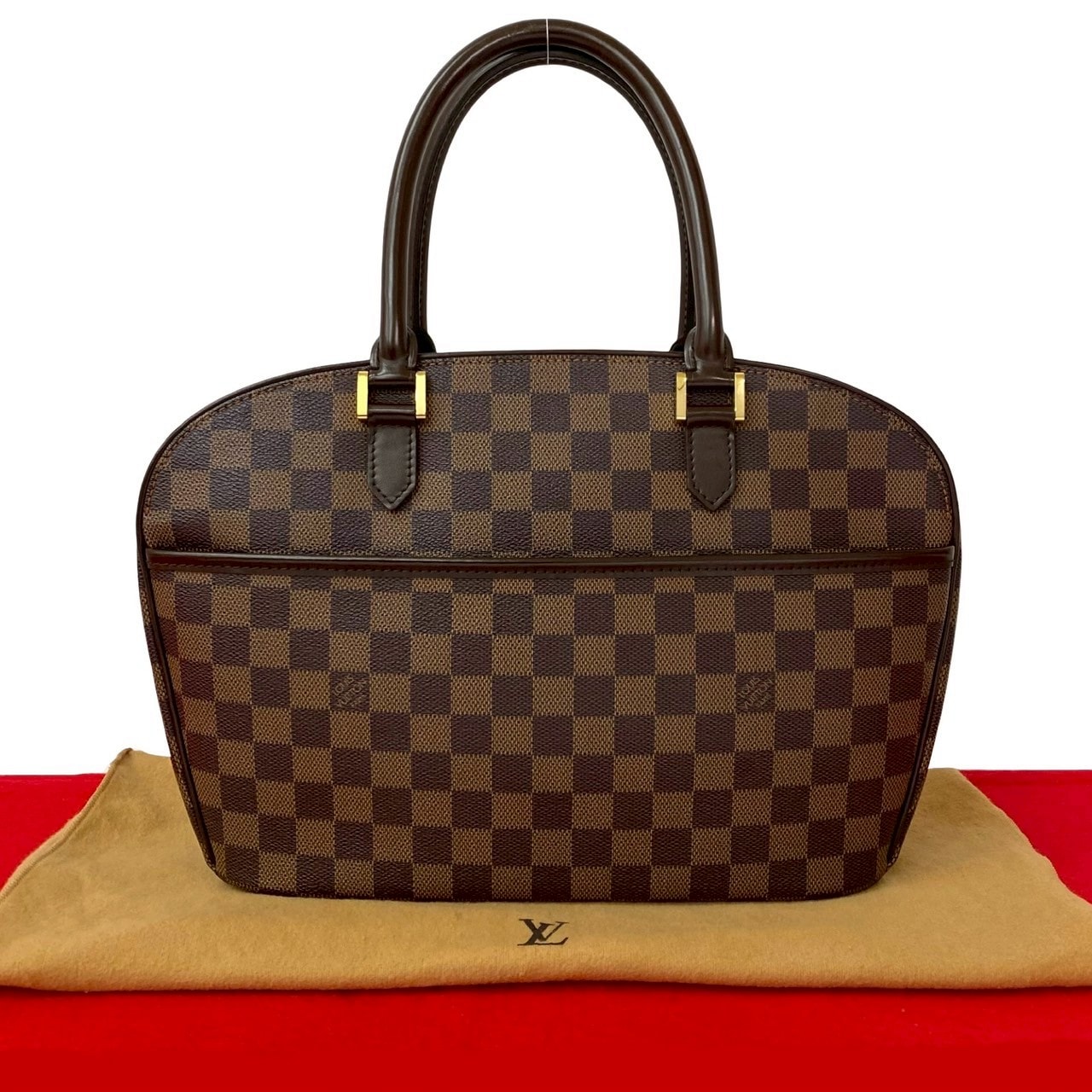 LOUIS VUITTON ルイヴィトン サリア オリゾンタル ダミエ レザー PVC ハンドバッグ ブラウン
 2049b