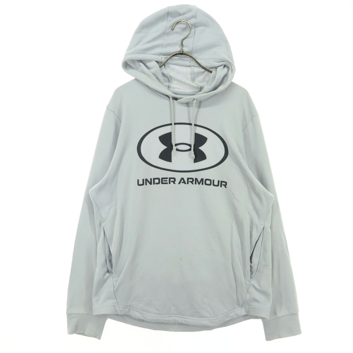 UNDER ARMOUR アンダーアーマー ロゴプリント 長袖 スウェットパーカー LG ライトグレー