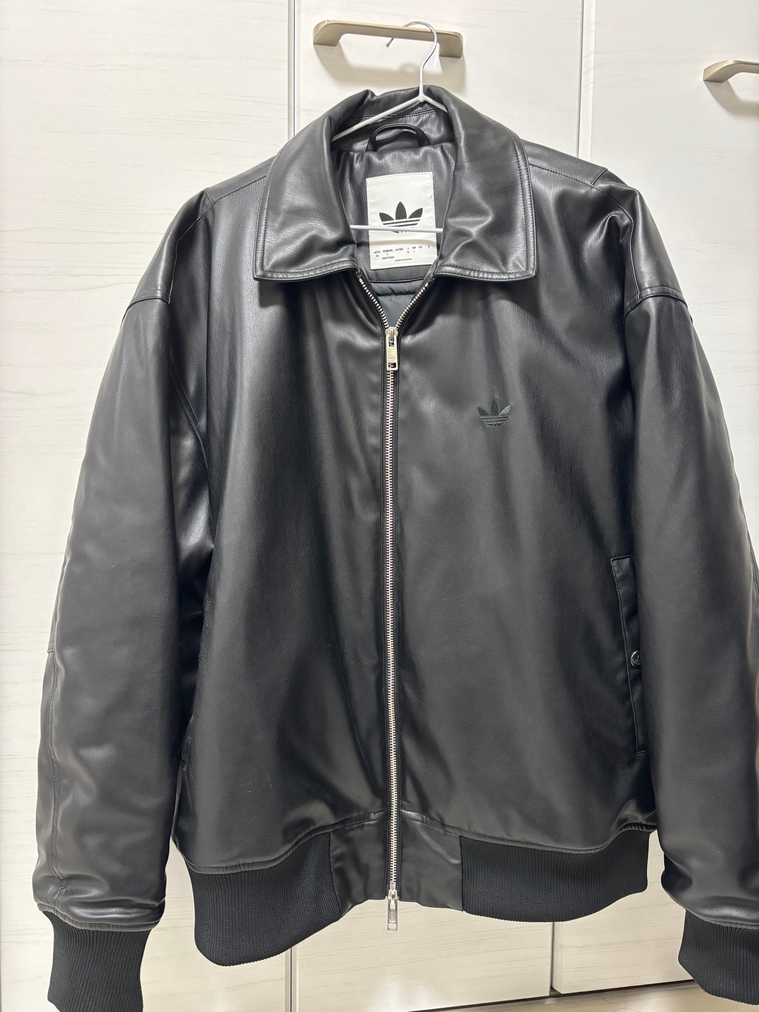 adidas Premium Essentials Pleather Bomber Jacket "Black"