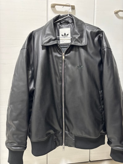 adidas Premium Essentials Pleather Bomber Jacket "Black"