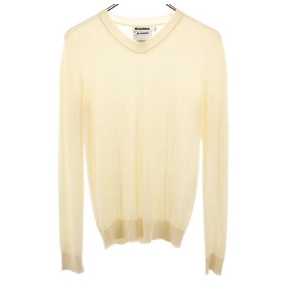 JIL SANDER ジルサンダー イタリア製 カシミヤブレンド 長袖 Vネック セーター 34 ベージュ系 ニット