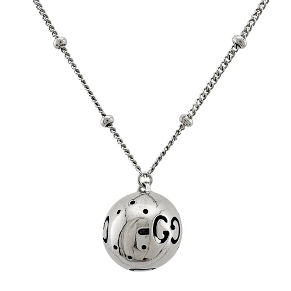 グッチ アイコンボール ネックレス 18金 K18ホワイトゴールド レディース GUCCI  中古