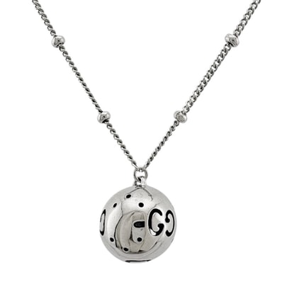 グッチ アイコンボール ネックレス 18金 K18ホワイトゴールド レディース GUCCI 中古
