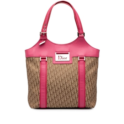 ディオール トロッター ハンドバッグ ピンク ベージュ キャンバス レザー レディース Dior 中古