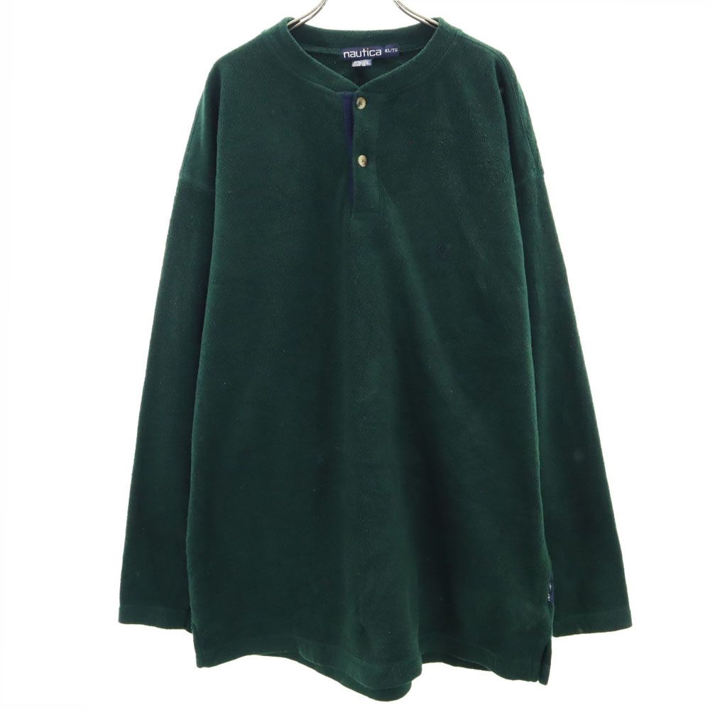 NAUTICA 90s 長袖 ヘンリーネック フリース Tシャツ