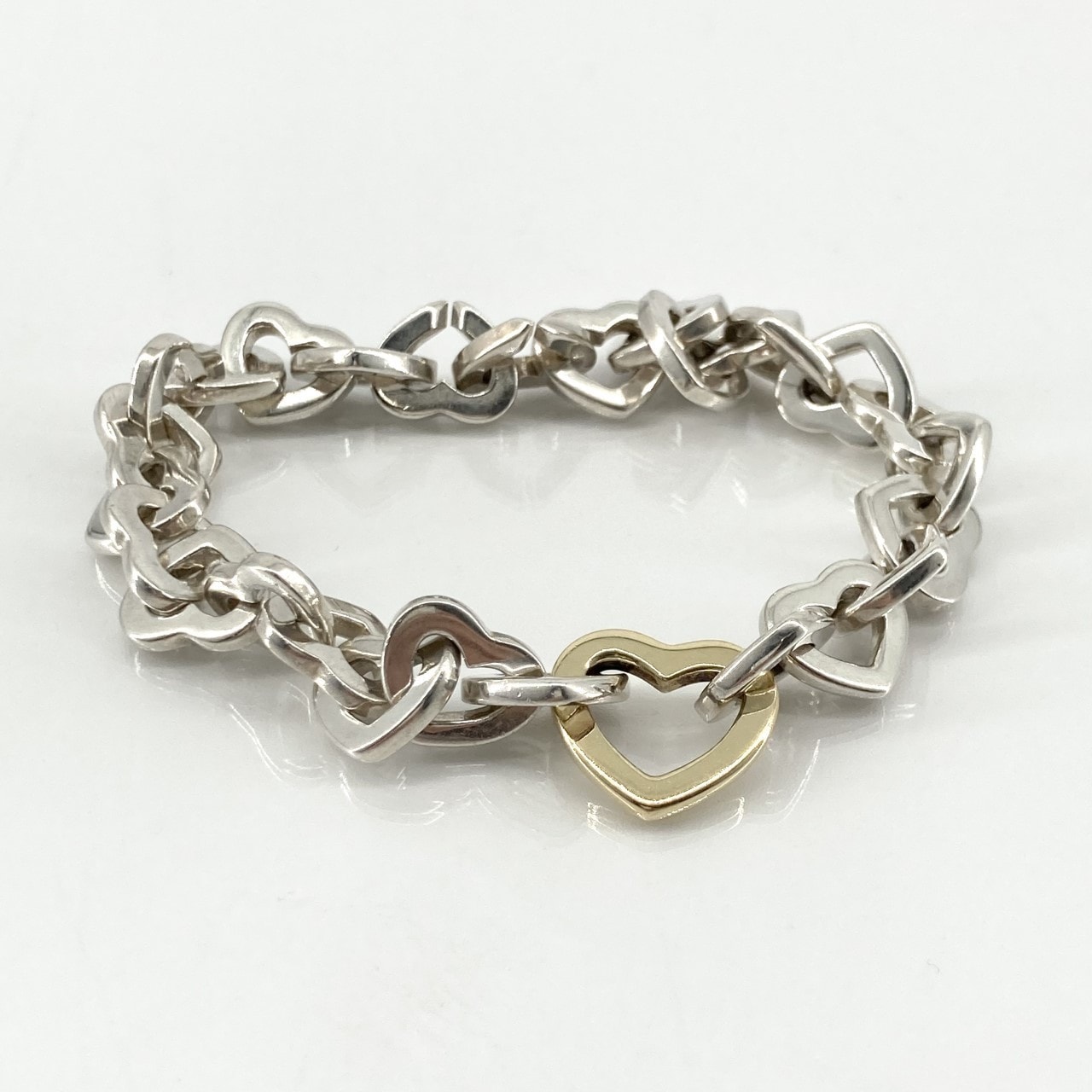 TIFFANY&Co.(ティファニー) ハートリンク コンビネーション Ag925/Au750 ブレスレット 34.5g シルバー×ゴールド