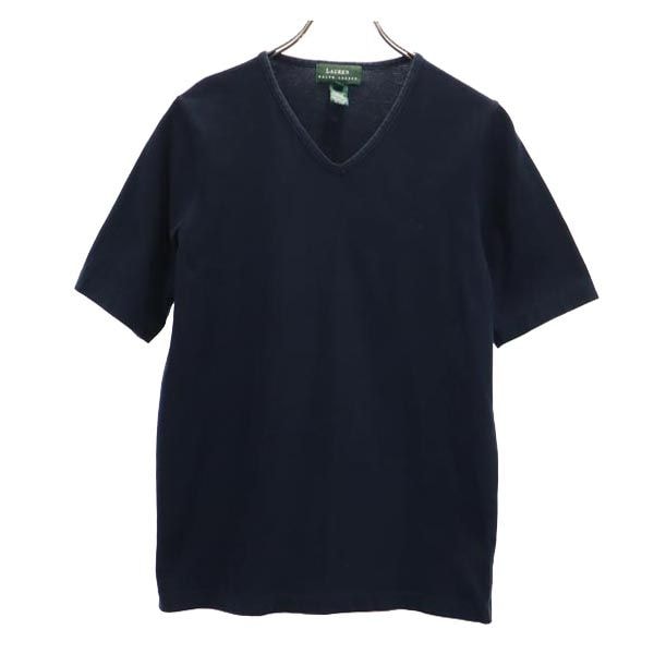 LAUREN RALPH LAUREN ローレンラルフローレン 半袖 Vネック Tシャツ S ネイビー系