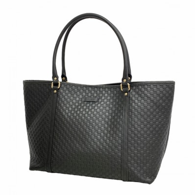 【6ee5718-k】グッチ トートバッグ マイクログッチシマ 449647 レザー ブラック ゴールド金具【中古】レディース