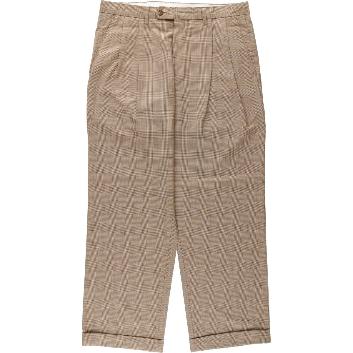 古着 ラルフローレン Ralph Lauren LAUREN ローレン グレンチェック ツータック ウールパンツ スラックス メンズw34相当/eaa622091