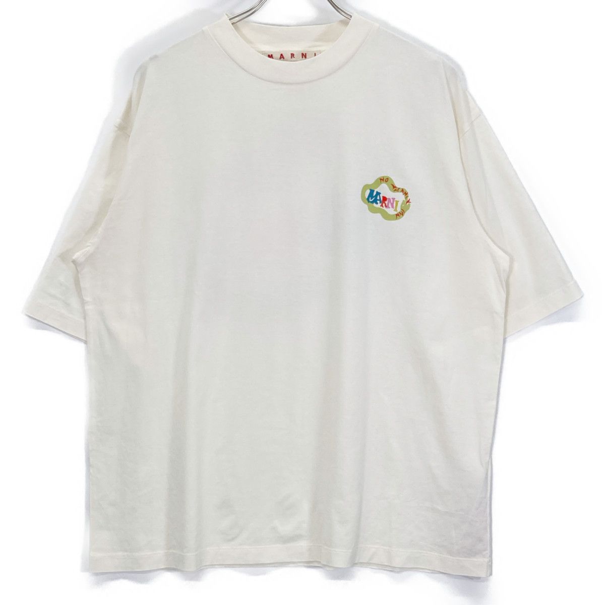マルニ HUMU0223 ｸﾘｰﾑ ｽﾈｰｸﾛｺﾞ Tｼｬﾂ 46