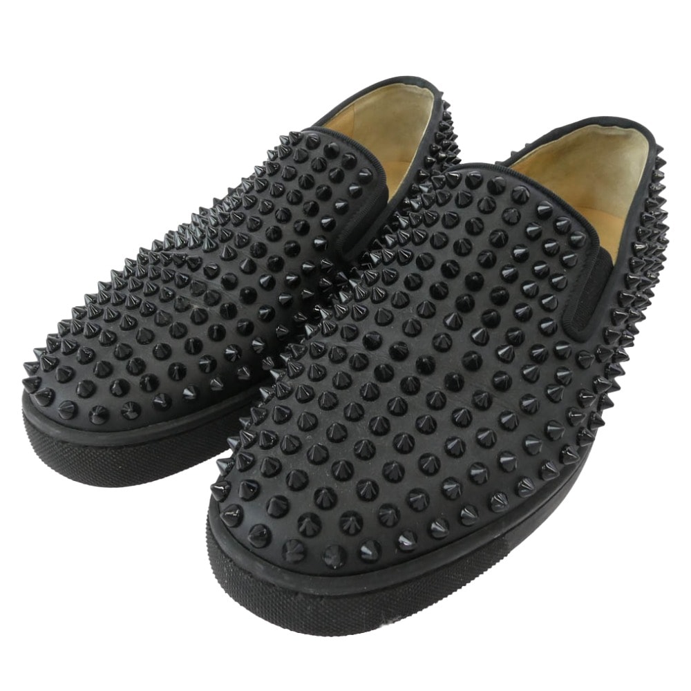 Christian Louboutin クリスチャンルブタン スニーカー ブラック スタッズ スリッポン スニーカー ブラック系 39【中古】