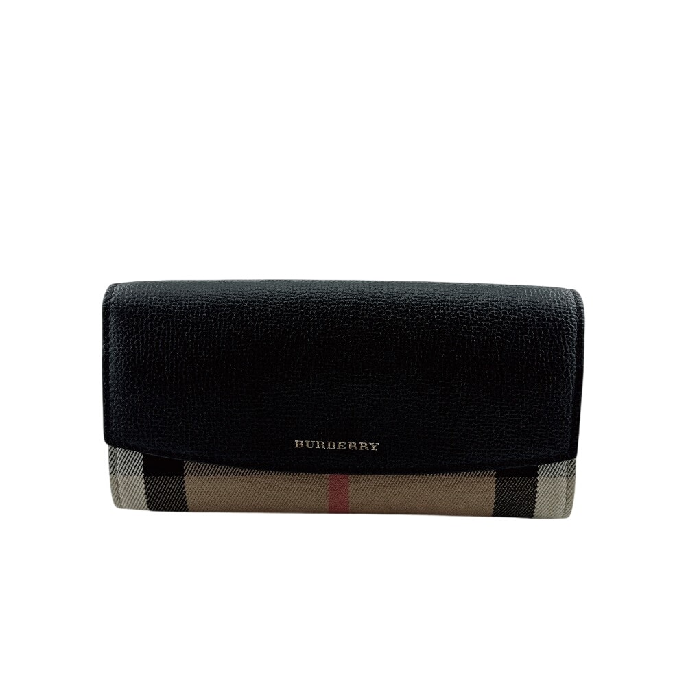 バーバリー BURBERRY 長財布 ノバチェック フラップウォレット 二つ折り ブラック