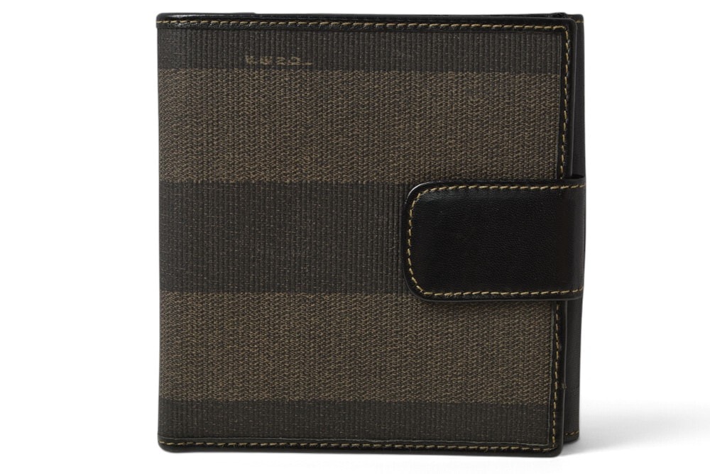 フェンディ 財布 FENDI ペカン柄 二つ折り財布 ヴィンテージ ブラック/グレー レディース メンズ【中古】