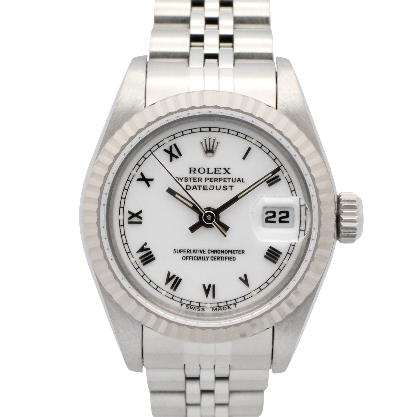 ロレックス ROLEX デイトジャスト T番 腕時計 時計 K18WG(ホワイトゴールド) ステンレススチール レディース ホワイト系 ローマ 69174 【中古】
