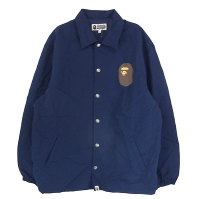 A BATHING APE アベイシングエイプ ジャケット 23SS 001GDJ201002H Happy New Year Mens Classic Jacket バックプリント ナイロン コーチジャケット ネイビー系 XL【中古】