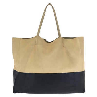 CELINE セリーヌ ホリゾンタル カバ バイカラー ベージュ ブラック ゴールド金具 レザー トートバッグ ショルダーバッグ 602211 【中古】
