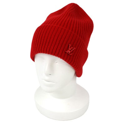 極美品 ルイヴィトン ニットキャップ ボネ LV アヘッド レッド MP3249