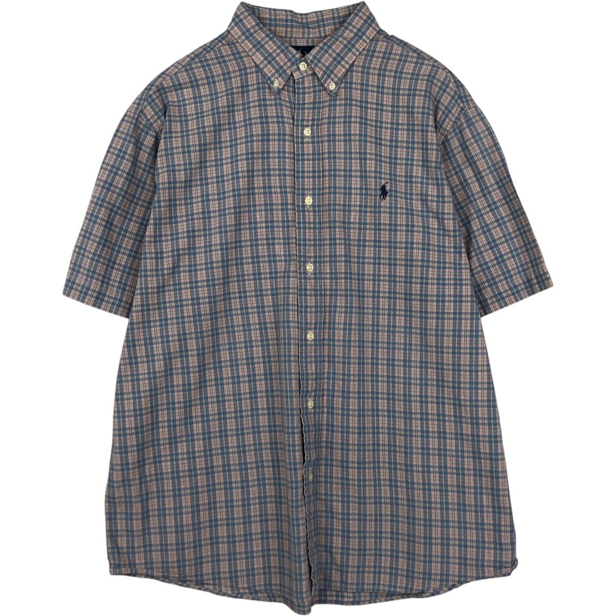 古着 ラルフローレン Ralph Lauren MONROE 半袖 ボタンダウン チェックシャツ メンズL相当/eaa638322