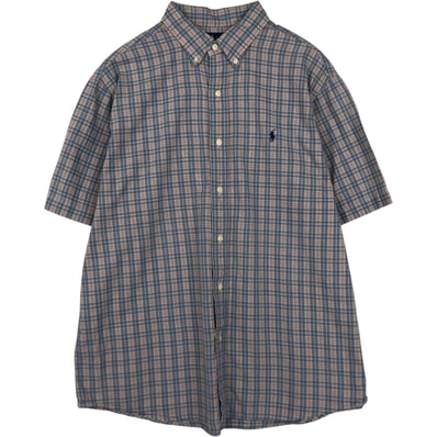 古着 ラルフローレン Ralph Lauren MONROE 半袖 ボタンダウン チェックシャツ メンズL相当/eaa638322