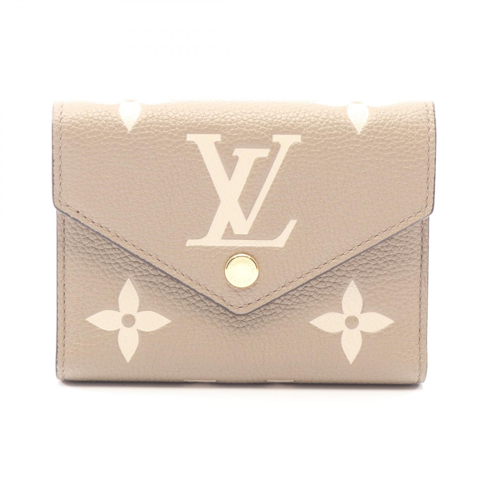 ルイ・ヴィトン LOUIS VUITTON ポルトフォイユヴィクトリーヌ バイカラー 三つ折り財布 財布 レザー モノグラム・アンプラント トゥルトレールクレーム レディース ベージュ系 / アイボリー系 / クレーム M81861 【中古】