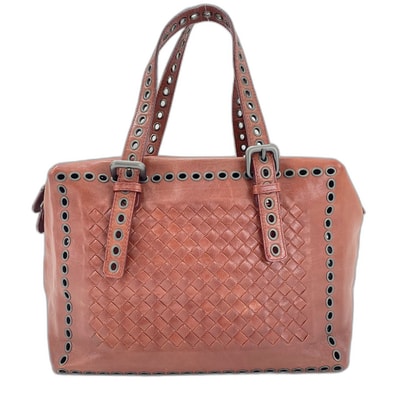ボッテガヴェネタ BOTTEGAVENETA パンチングスタッズ ハンドバッグ レザー【中古】