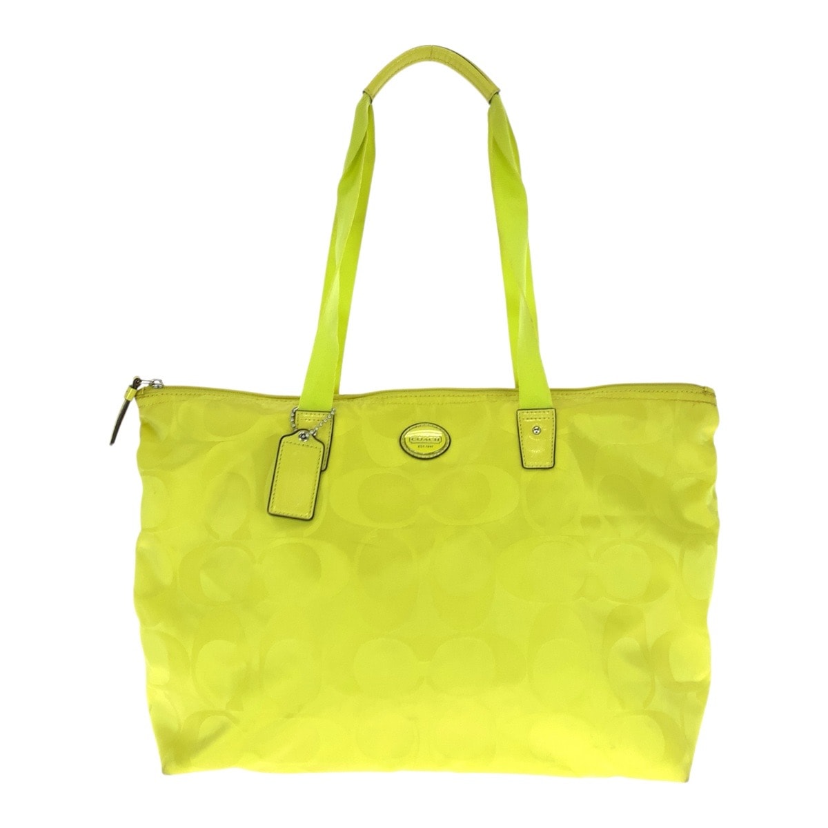 COACH コーチ シグネチャー イエロー シルバー金具 ナイロン レザー/ トートバッグ ショルダーバッグ 505873 【中古】
