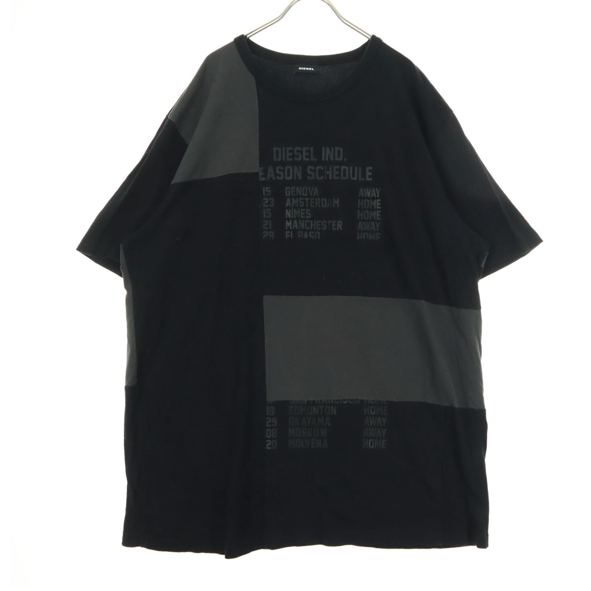 DIESEL ディーゼル ポルトガル製 パッチワーク 半袖 Tシャツ XXL ブラック