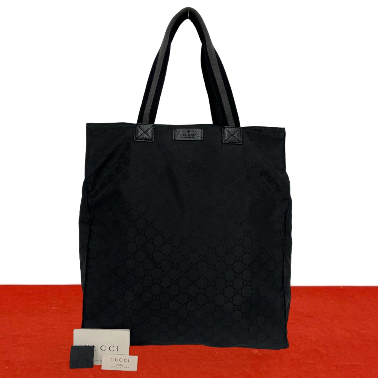 GUCCI グッチ ナイロン レザー トートバッグ ブラック
 87219