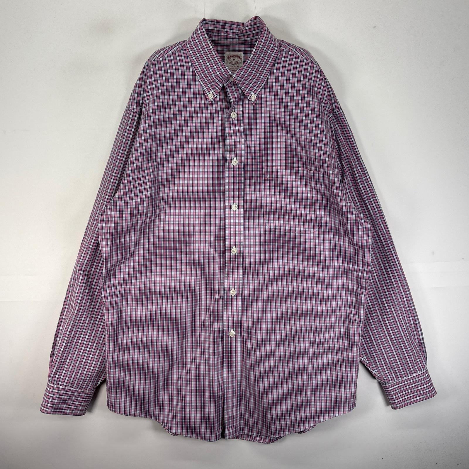 古着 ブルックスブラザーズ Brooks Brothers 長袖シャツ ボタンダウン 胸ポケット MADISON M レッド系 チェック メンズ