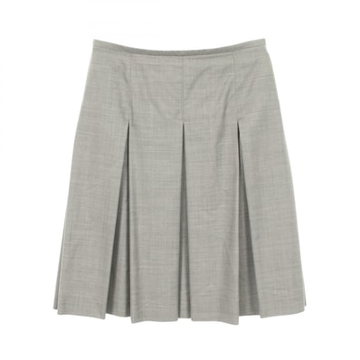 エルメス HERMES ボックスプリーツ スカート 衣料品 ボトムス ウール シルク シルク レディース グレー系 【中古】