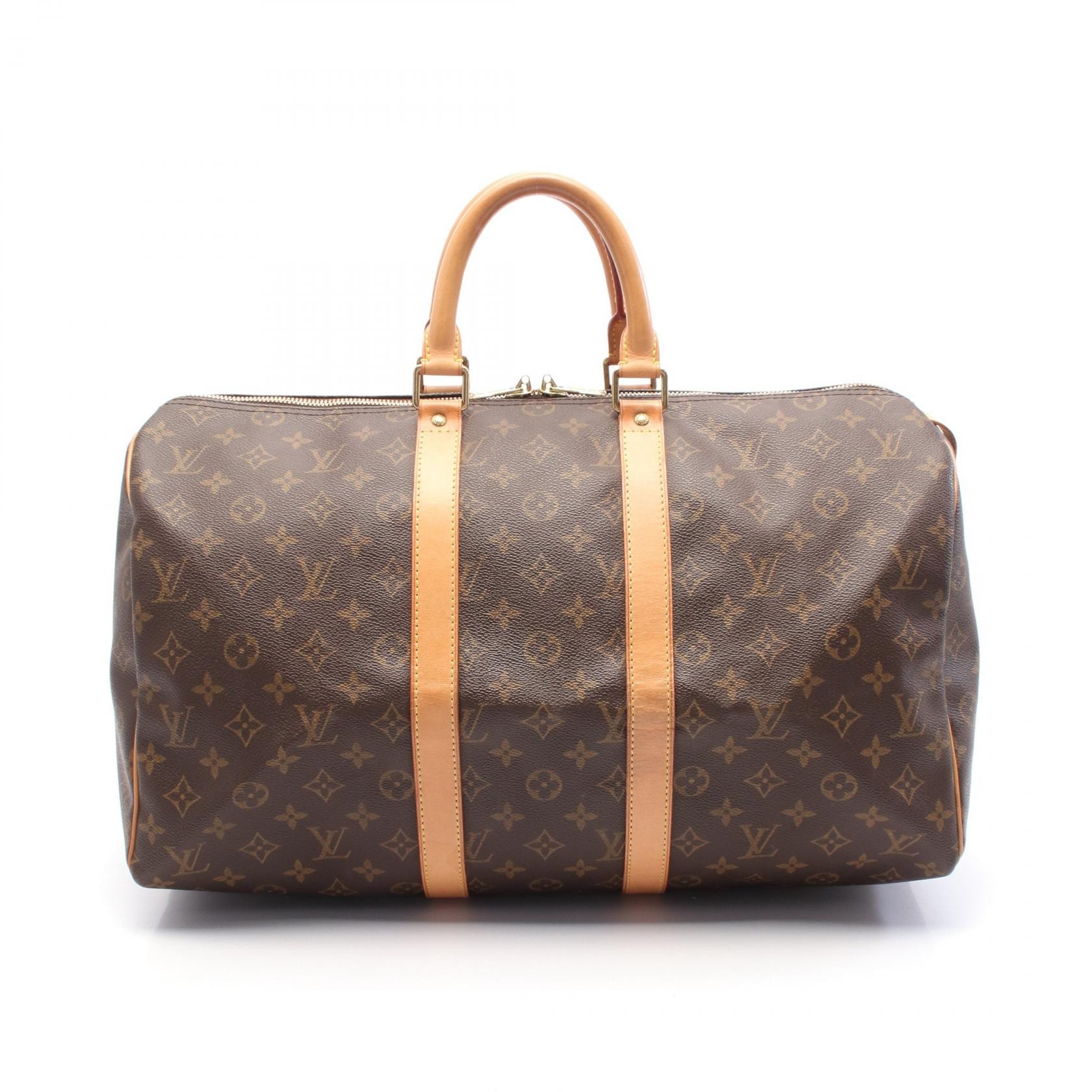 ルイ・ヴィトン LOUIS VUITTON キーポル45 ボストンバッグ バッグ PVCコーティングキャンバス レザー モノグラム メンズ レディース ブラウン系 M41428 【中古】