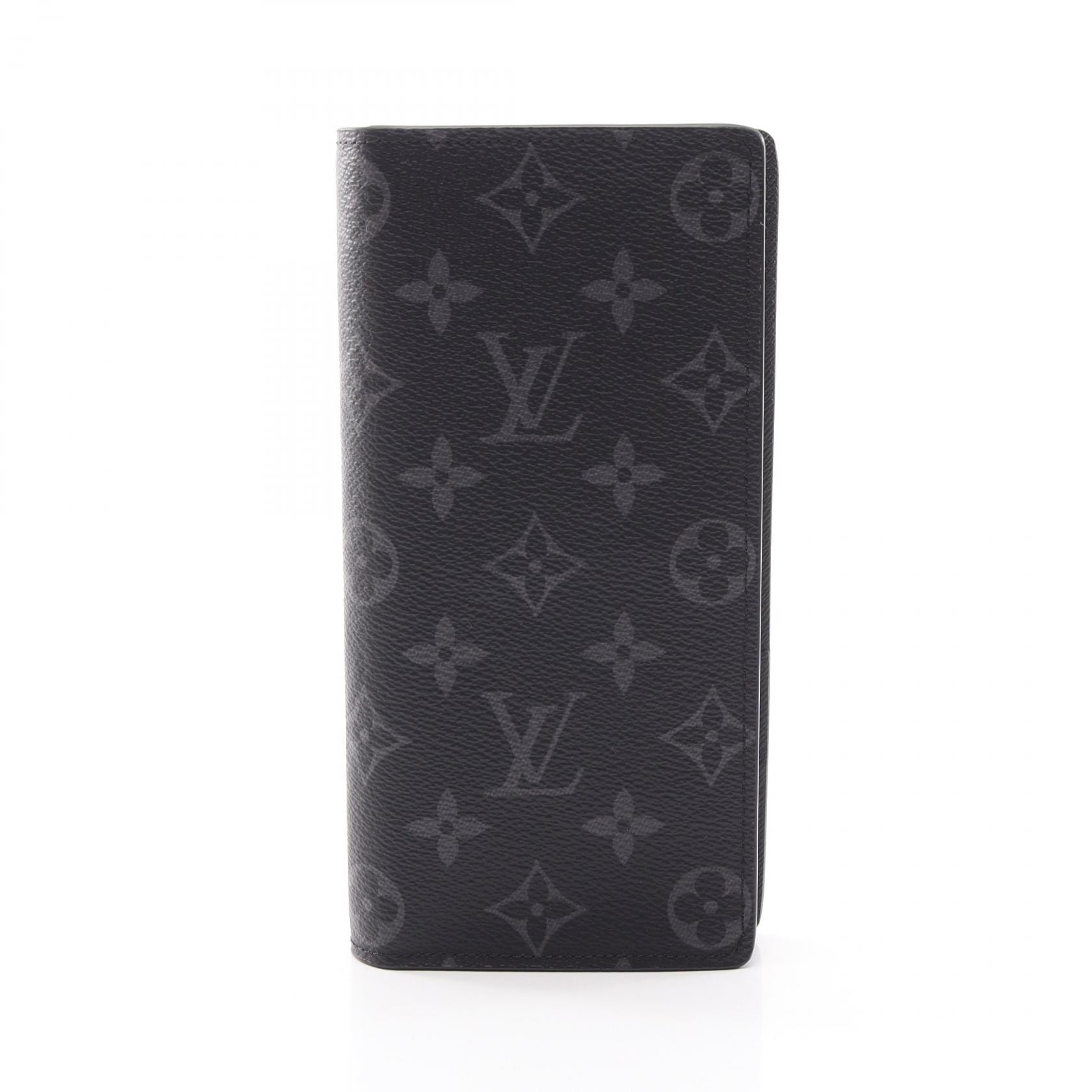 ルイ・ヴィトン LOUIS VUITTON ポルトフォイユ ブラザ 二つ折り長財布 財布 PVCコーティングキャンバス モノグラム・エクリプス メンズ ブラック系 M61697 【中古】