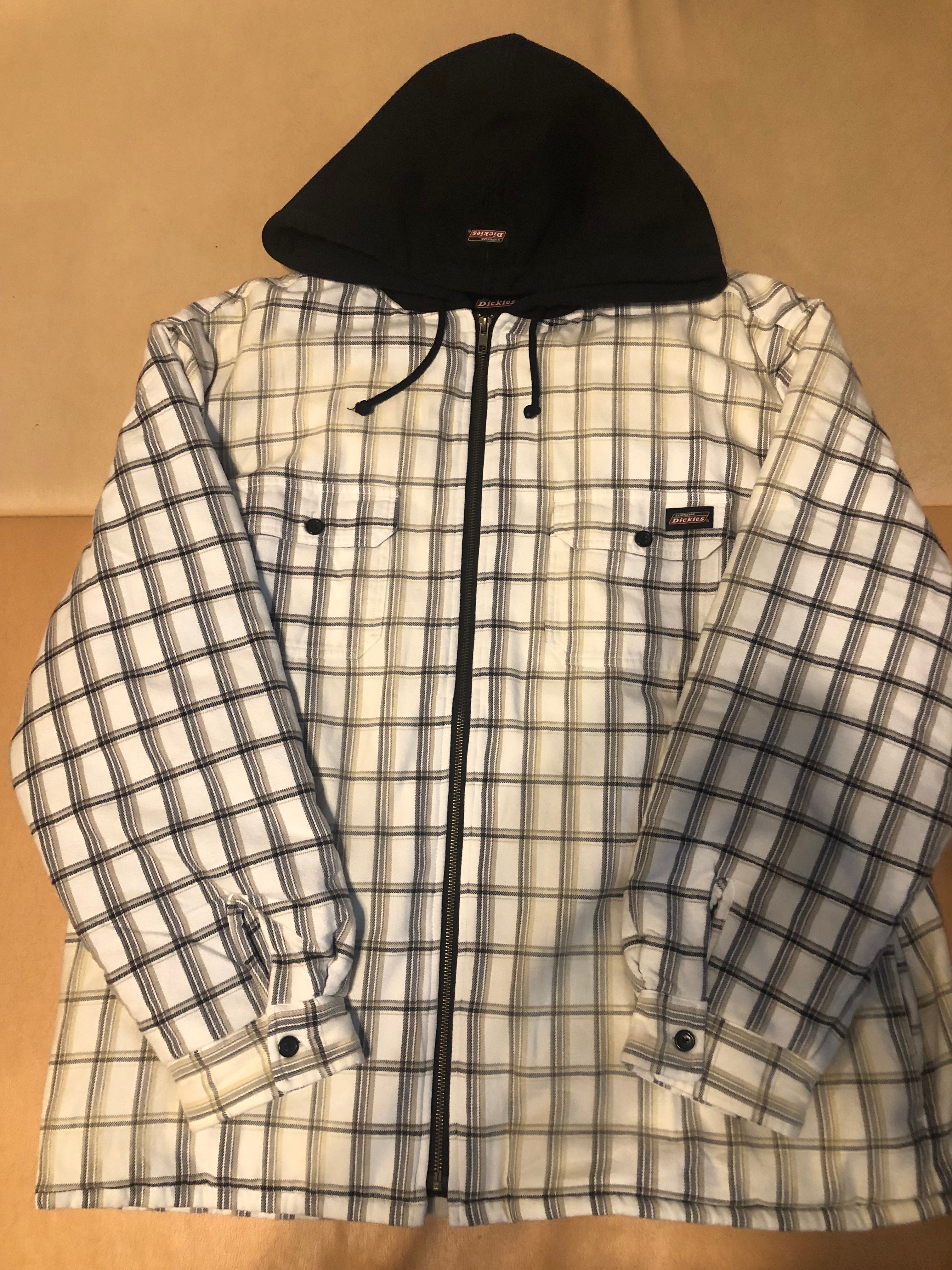 Supreme x Dickies Plaid Hooded Zip Up Shirt "White"