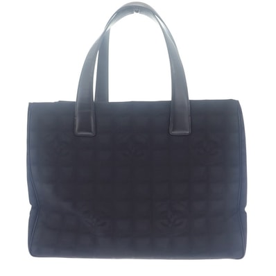 シャネル CHANEL ニュートラベルライントート MM A15991 トートバッグ ナイロン レザー ブラック レディース【中古】【ABランク】