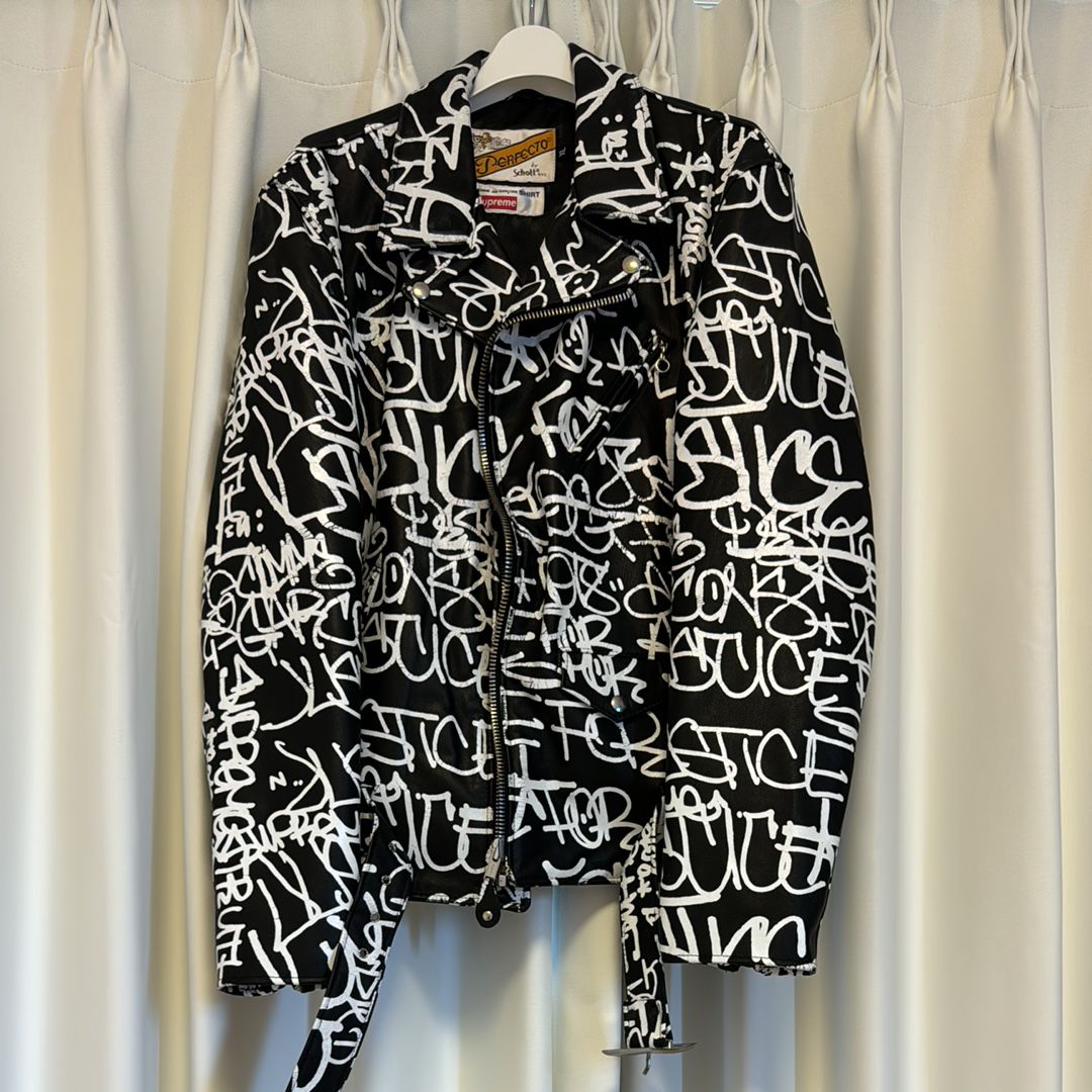 Supreme / Comme des Garçons SHIRT® Schott® Painted Perfecto Leather Jacket "Black"