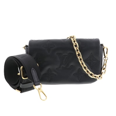 【値下げ】LOUIS VUITTON ルイ・ヴィトン ウォレット オン ストラップ ショルダーバッグ M81398 ブラック レディース【中古】