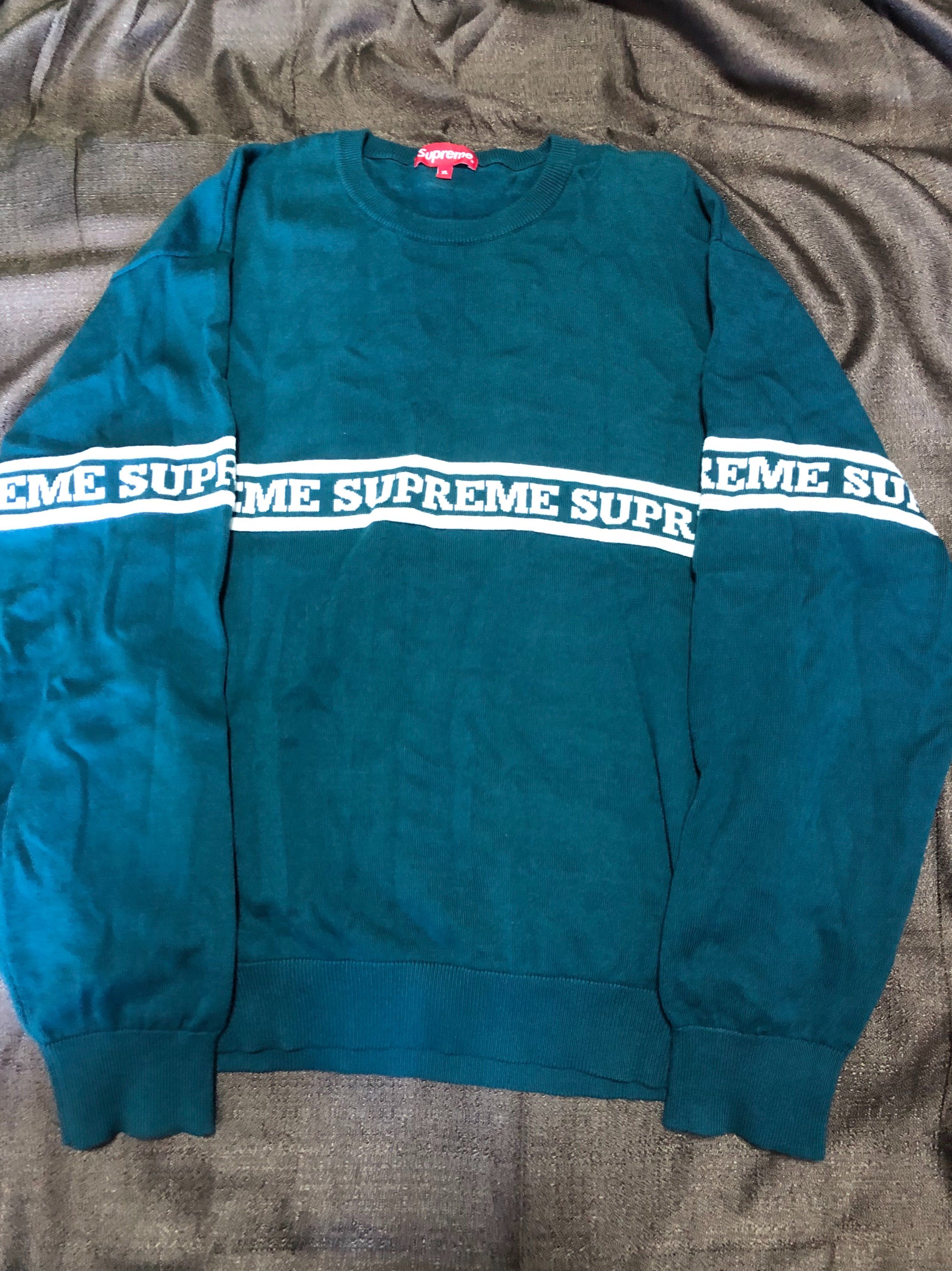 Supreme Logo Stripe Knit Top "Dark Teal"