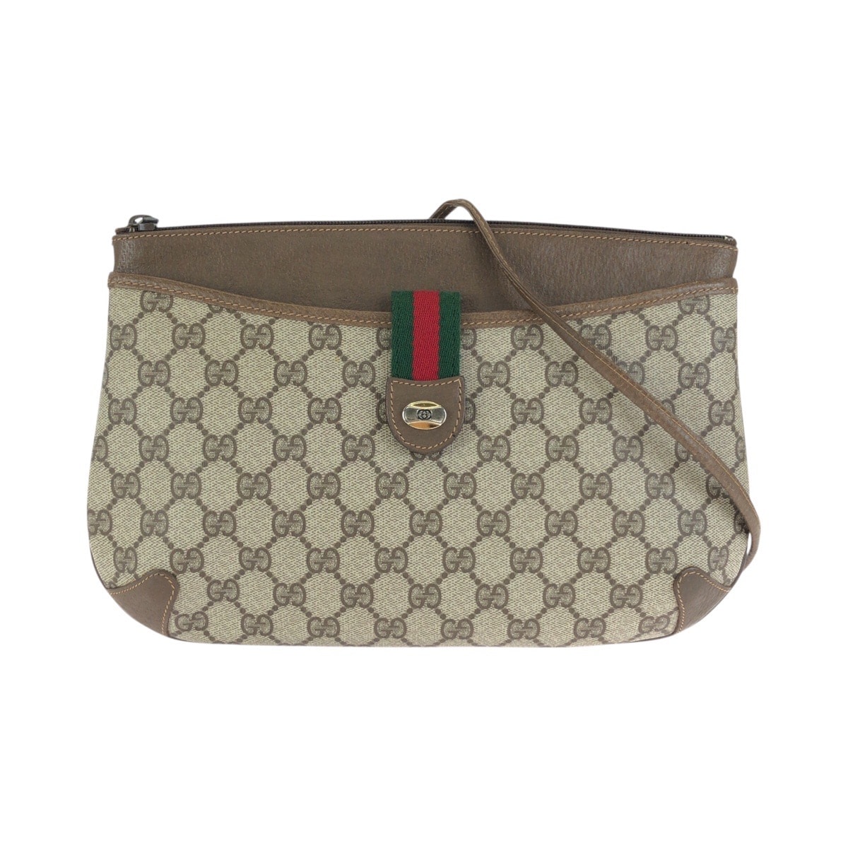 GUCCI グッチ ヴィンテージ シェリーライン ベージュ ブラウン ゴールド金具 GGスプリームキャンバス レザー/ ショルダーバッグ メッセンジャーバッグ 602857 【中古】