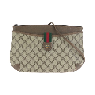GUCCI グッチ ヴィンテージ シェリーライン ベージュ ブラウン ゴールド金具 GGスプリームキャンバス レザー/ ショルダーバッグ メッセンジャーバッグ 602857 【中古】