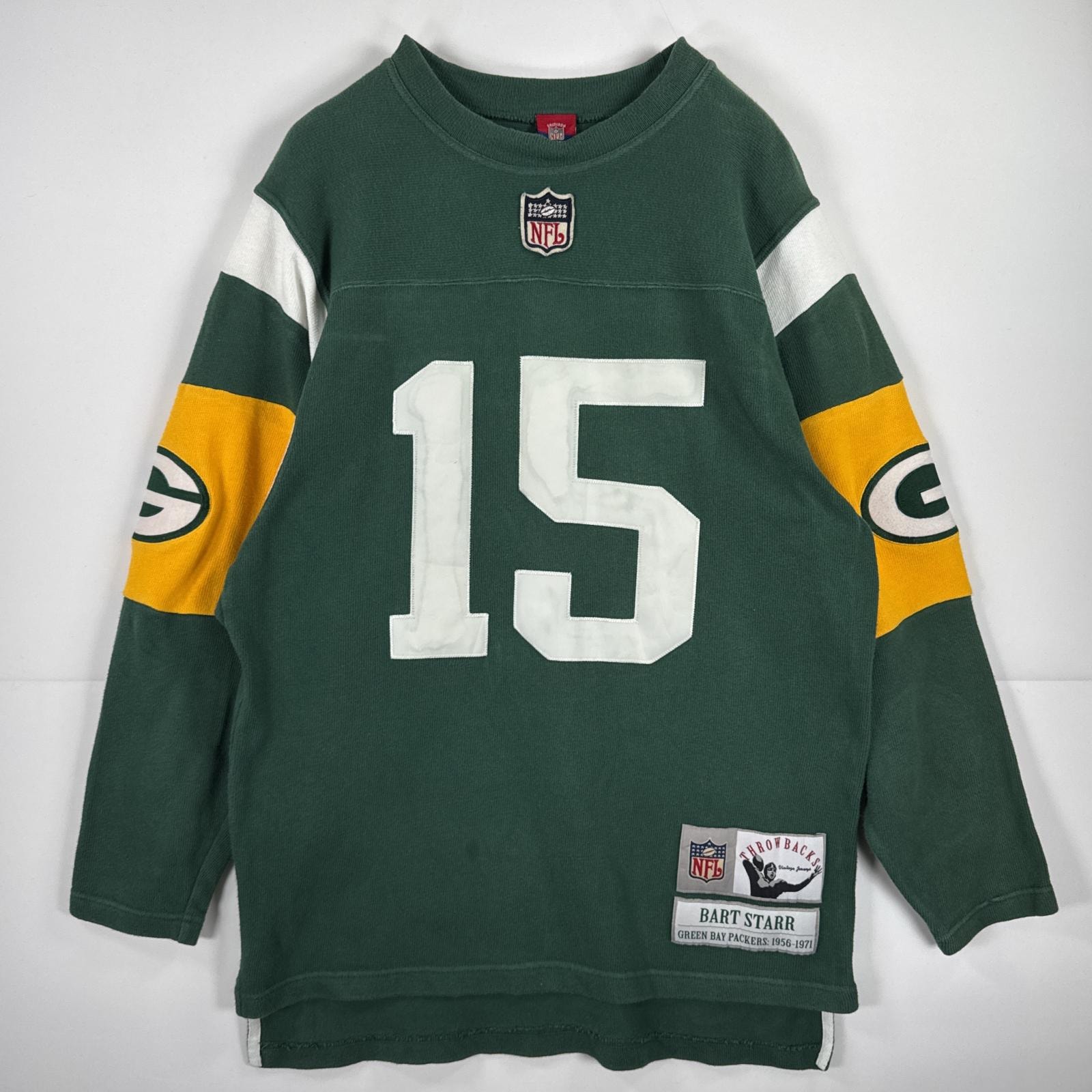 古着 リーボック Reebok 長袖 スウェット グリーンベイ パッカーズ NFL トレーナー バックプリント ゲームシャツ ロンT M  グリーン メンズ