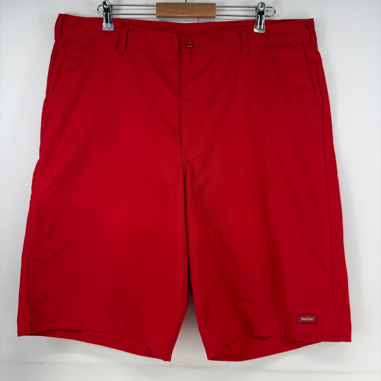 古着 ディッキーズ Dickies ショートパンツ ワーク ワンポイント ジップ ハーフパンツ カラー 大きいサイズ レッド メンズ