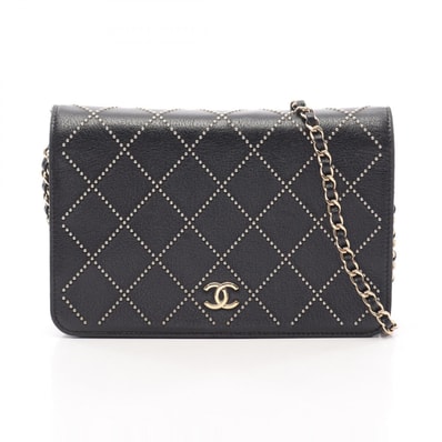 シャネル CHANEL マトラッセ スタッズ ショルダーバッグ バッグ レザー レディース ブラック系 【中古】
